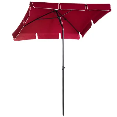 Outsunny Umbrelă de Grădină Dreptunghiulară cu Înălțime Reglabilă, Cadru din Aluminiu, 200x125x235cm, Roșu | Aosom Romania