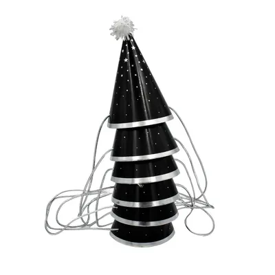 Set 6 Coifuri Party Negru-Argintiu, 10 cm