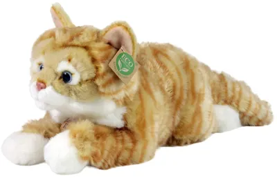 Jucărie de pluș Rappa Eco Friends - Pisica Riza Tabby, mincinoasă, 40 cm