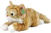 Jucărie de pluș Rappa Eco Friends - Pisica Riza Tabby, mincinoasă, 40 cm