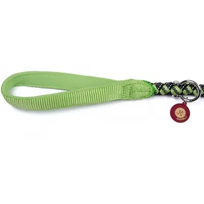 Lesa confort cordelina, verde, cu maner ergonomic si blocaj la carabina, lungime 120 cm, pentru caini cu greutate de pana la 15 kg