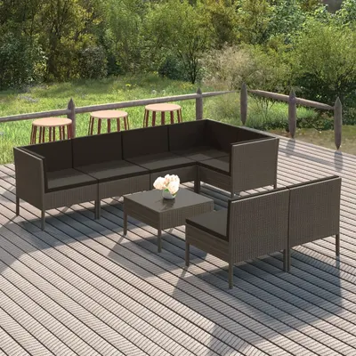 Gossi set mobilier de gradina cu perne, 8 piese, gri, poliratan