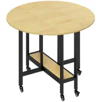 HOMCOM Masă de dining pliabilă pe roți, masă de bucătărie pentru 4 persoane cu poliță integrată, 100 x 100 x 75 cm, stejar | Aosom Romania