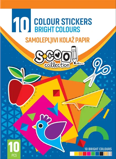 Bloc de hârtie autoadeziv colorată S. Cool - 10 de coli