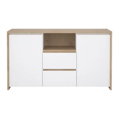 Comodă albă-în culoare naturală cu aspect de lemn de stejar 149x84x48 cm Next – Tvilum
