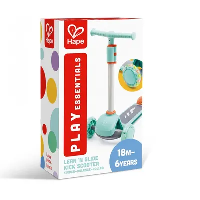 Trotineta pentru copii Hape Glide Kick Scooter turcoaz cu ghidon reglabil si roti luminoase