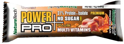 Baton energizant cu aroma de caramel Power Pro Plus, 80g, Nature Tech