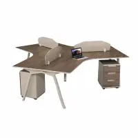 Birou operational Nova 3 cu dulapuri integrate mobile, 3 posturi - dimensiuni 1000*1000*750 mm