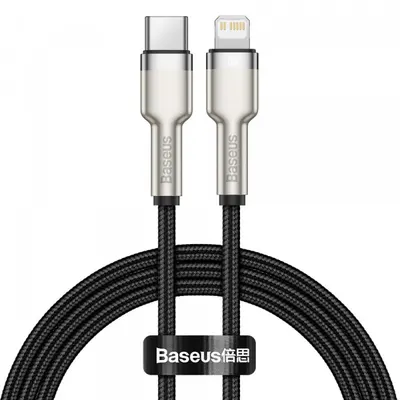 Cablu Date si Incarcare USB-C - Lightning Baseus Cafule Metal Series, 20W, 1m, Negru CATLJK-A01