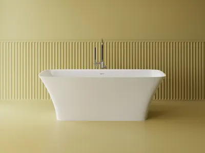 Cada freestanding dreptunghiulara, compozit alb lucios, 174.5x75.3x60 cm, Foglia Harmony