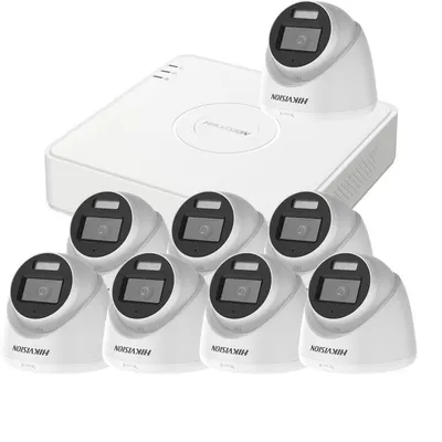 Sistem supraveghere interior Hikvision Smart Hybrid Light KIT-HK-8INT5MP40IR20LA-V2, 5 MP, IR 40 m, lumina alba 20 m, 2.8 mm