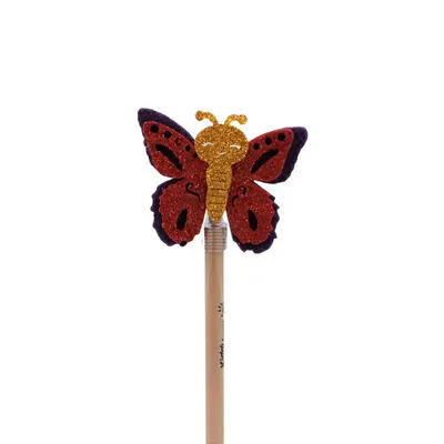 Creion figurină Fluture mov aripi roșii 22cm