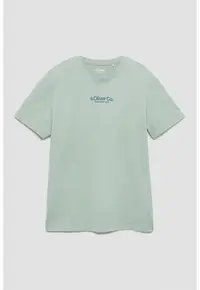 Tricou de bumbac cu imprimeu logo - Verde sparanghel