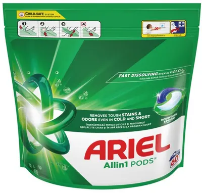Capsule de rufe Ariel - Mountain Spring, All in One Pods, 60 spălări
