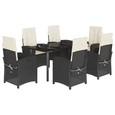 Gossi set mobilier de gradina cu perne, 7 piese, negru, poliratan