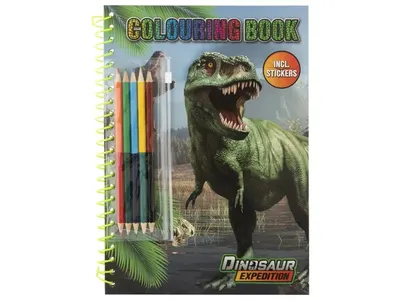 Set carte de colorat cu creioane Grafix Dino 30 file