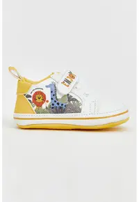 Pantofi sport din piele ecologica cu imprimeu - Alb/Galben sofran