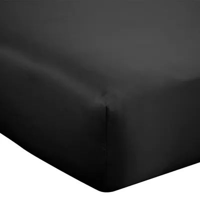 Cearceaf negru din satin cu elastic 90x190 cm Silky Soft – Catherine Lansfield