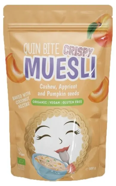 Quin Bite Bio musli cu caju, caise și semințe de dovleac, 300 g