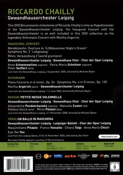 Riccardo Chailly in Leipzig (4xDVD) | Riccardo Chailly, Martha Argerich, Anne Schwanewilms, Alexandrina Pendatchanska, Manuela Custer, Stefano Secco, Massimiliano Pisapia, GewandhausChor Leipzig, Gewandhausorchester Leipzig