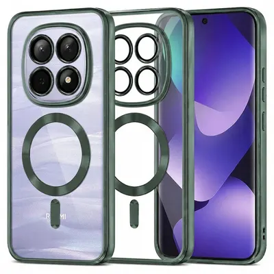 Husa MagSafe pentru Xiaomi Poco M8 / Redmi Note 15 5G / Note 15 4G, Techsuit, Luxury Crystal, Verde Inchis