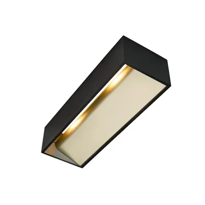 Corp iluminat de perete, aplica, lumini logs in L de perete, negru interior LED incastrat lumina de perete, negru / alama, 3000K, triac, contra orbirii