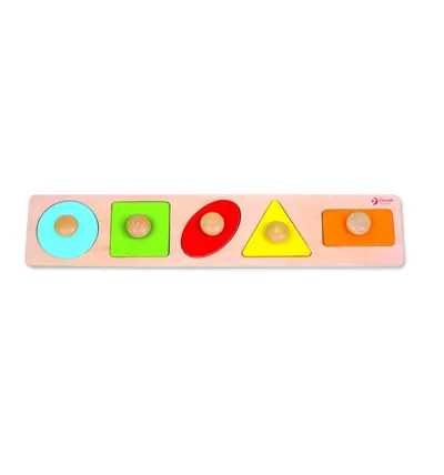 Puzzle din lemn cu figuri geometrice pentru bebelusi Classic World