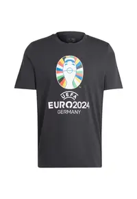 Tricou sportiv barbati - Euro24 - negru - bumbac - cu emblema oficiala a turneului