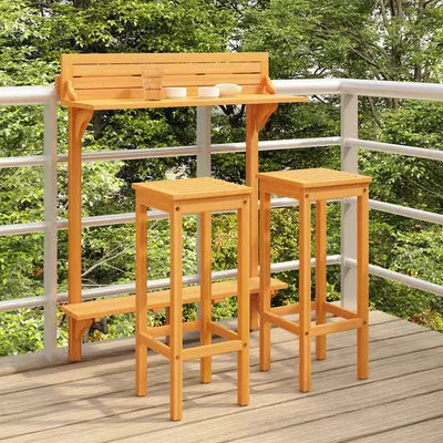 vidaXL Set mobilier bar de balcon, 3 piese, lemn masiv de acacia