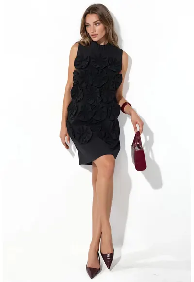 Rochie Mini Femei - Gri - Brodata - Poliester cu Lycra