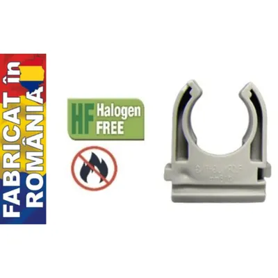 HF Clema fixare teava 16mm – gri (halogen free / ignifugat V2)