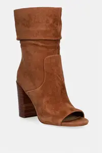 MICHAEL Michael Kors botine pentru femei din piele întoarsă Shayna Heeled Bootie