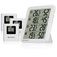 Statie meteo Bresser Quadro NV 14843, termometru, higrometru, 3 senzori wireless, alb