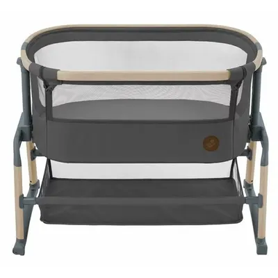 Patut Co-Sleeper Maxi-Cosi Iora Air beyond graphite eco cu functie leganare, cos depozitare, reglabil pe inaltime, husa detasaila, geanta transport inclusa