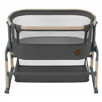 Patut Co-Sleeper Maxi-Cosi Iora Air beyond graphite eco cu functie leganare, cos depozitare, reglabil pe inaltime, husa detasaila, geanta transport inclusa