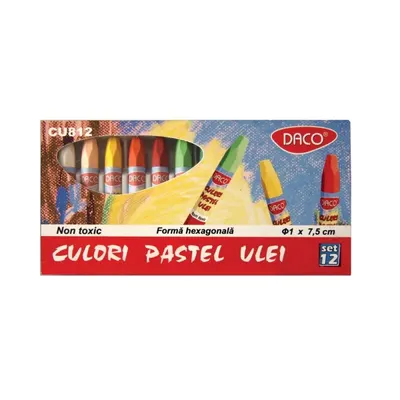 Creta uleioasa rotunda, 12culori/set, Daco
