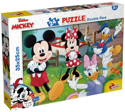 Puzzle cu două fețe Lisciani de colorat din 24 piese - Mickey Mouse