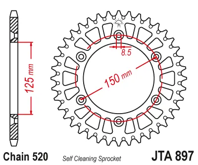 JT - Foaie (spate) Aluminiu JTA897, 40 dinti - KTM Duke LC4 EGSE