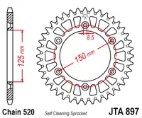 JT - Foaie (spate) Aluminiu JTA897, 40 dinti - KTM Duke LC4 EGSE