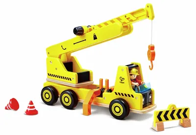 Macara din lemn Hape - Set Mobile Crane & Construction, 5 piese