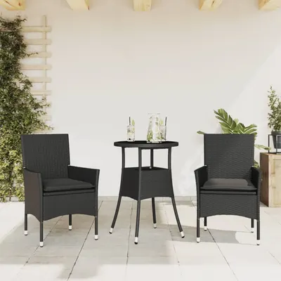 Gossi set mobilier de gradina cu perne 3 piese negru poliratan&sticla
