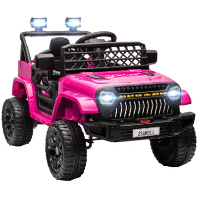 AIYAPLAY Mașină electrică pentru copii 4x4 cu telecomandă 2,4Ghz, 2 motoare 12 V, viteză reglabilă, muzică, claxon, lumini LED, negru | Aosom Romania