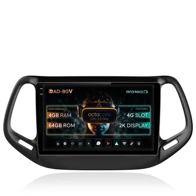 Navigatie Jeep Compass (2016+), Android, V-Octacore 4GB RAM + 64GB ROM, 10.36 Inch - AD-BGV10004+AD-BGRKIT287