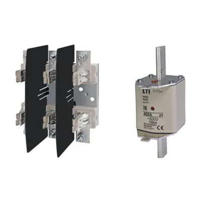Pachet Protectie Circuit Trifazat: Soclu Siguranta Fuzibila NH3 3P (M12/M12), Siguranta Fuzibila NH3C gG 400A 500V