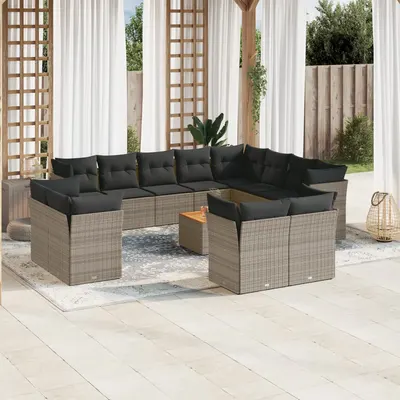 Gossi set mobilier de gradina cu perne, 13 piese, gri, poliratan