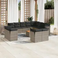 Gossi set mobilier de gradina cu perne, 13 piese, gri, poliratan