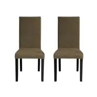Set 2 scaune living TEO, picioare lemn wenge, stofa z kaki, 46x60x98 cm