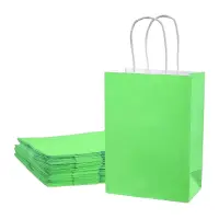 Sacoșe hârtie cu mâner răsucit - verde (set 12 buc) - Orizontal - 32x25x11cm