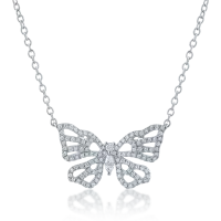 Lant cu pandantiv din aur alb cu diamante marquise si rotunde de 0.3ct