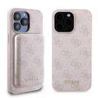 Husa MagSafe pentru Apple iPhone 15 Pro Max, Guess, Powerbank 4G Metal Logo, Roz